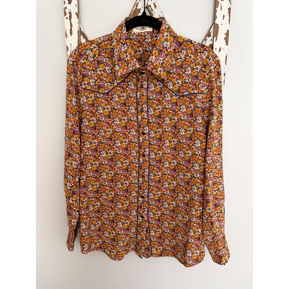 NATURAL LIFE Tops - Natural Life Shirt Size Medium Ditzy Floral Western Long Sleeve Pearl Snap